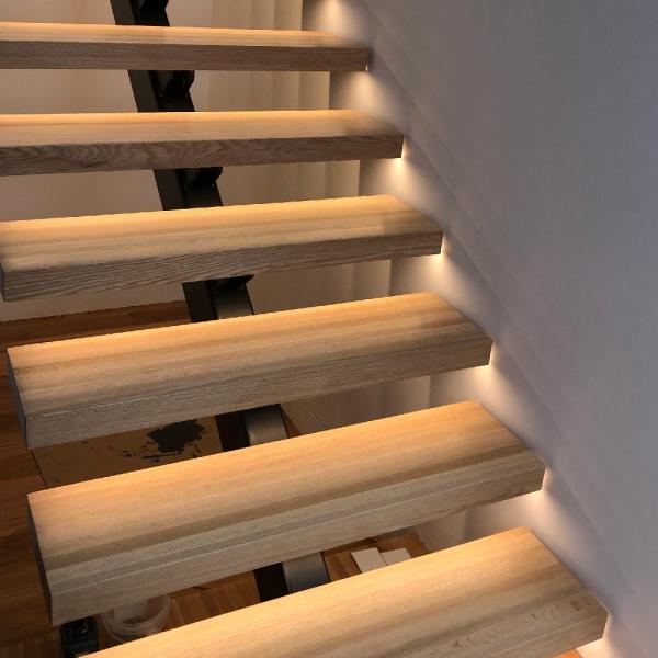 Under stairs lighting installation by Clements Electrics in Mount Martha home